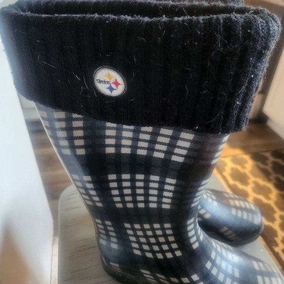 Pittsburg Steelers Womens Plaid Rain Boots - Picture 5 of 7